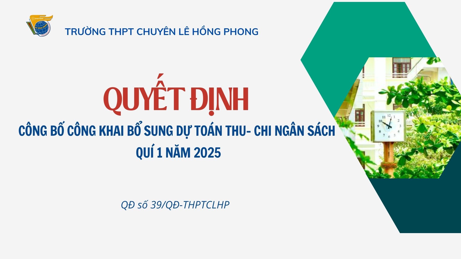 Quyết định về việc công bố công khai dự toán thu - chi ngân sách Quí I năm 2025